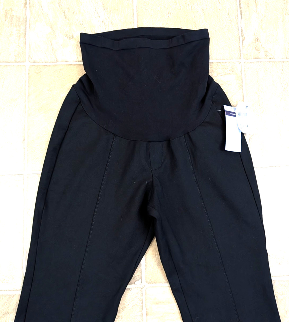 New Motherhood Maternity sz M Skinny Ponte knit Pants black belly band 4232